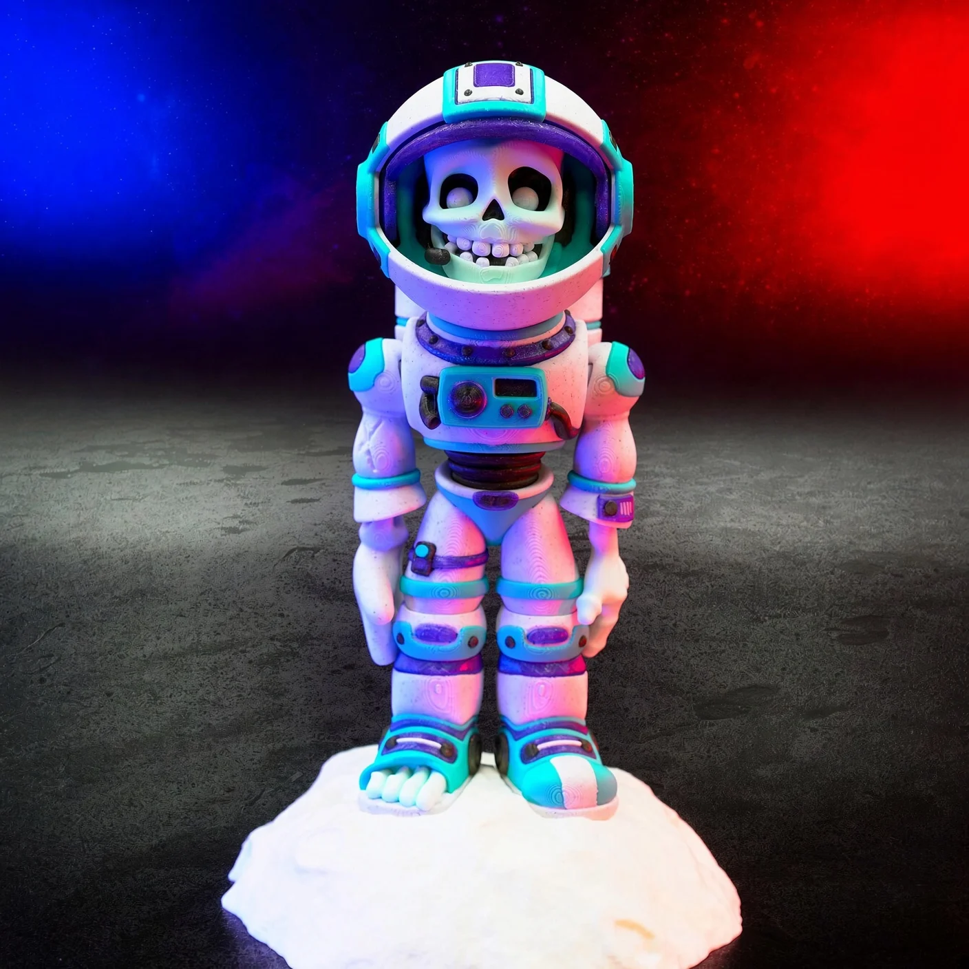 Standing astronaut skeleton with jetpack 3D printed figure
